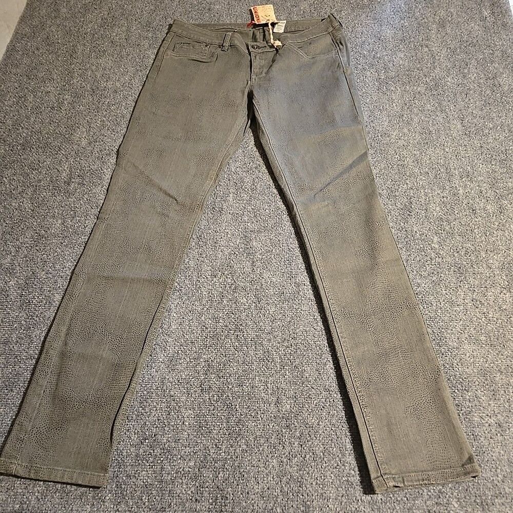 UnionBay Denim Jeans Womens Juniors Size 11 Gray Animal Print Stretch NEW NOS